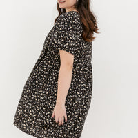 Fiona V-Neck Babydoll Dress In Black