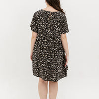 Fiona V-Neck Babydoll Dress In Black