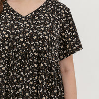 Fiona V-Neck Babydoll Dress In Black