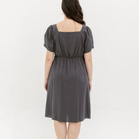 Georgia Pleated Dress In Charcoal Grey