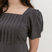 Georgia Pleated Dress In Charcoal Grey
