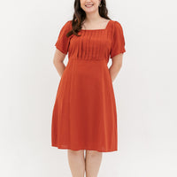 Georgia Pleated Dress In Vermillion