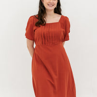 Georgia Pleated Dress In Vermillion