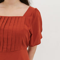 Georgia Pleated Dress In Vermillion