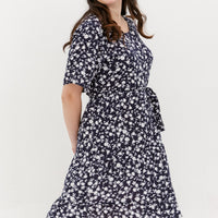Odelia Floral Dress In Navy Blue