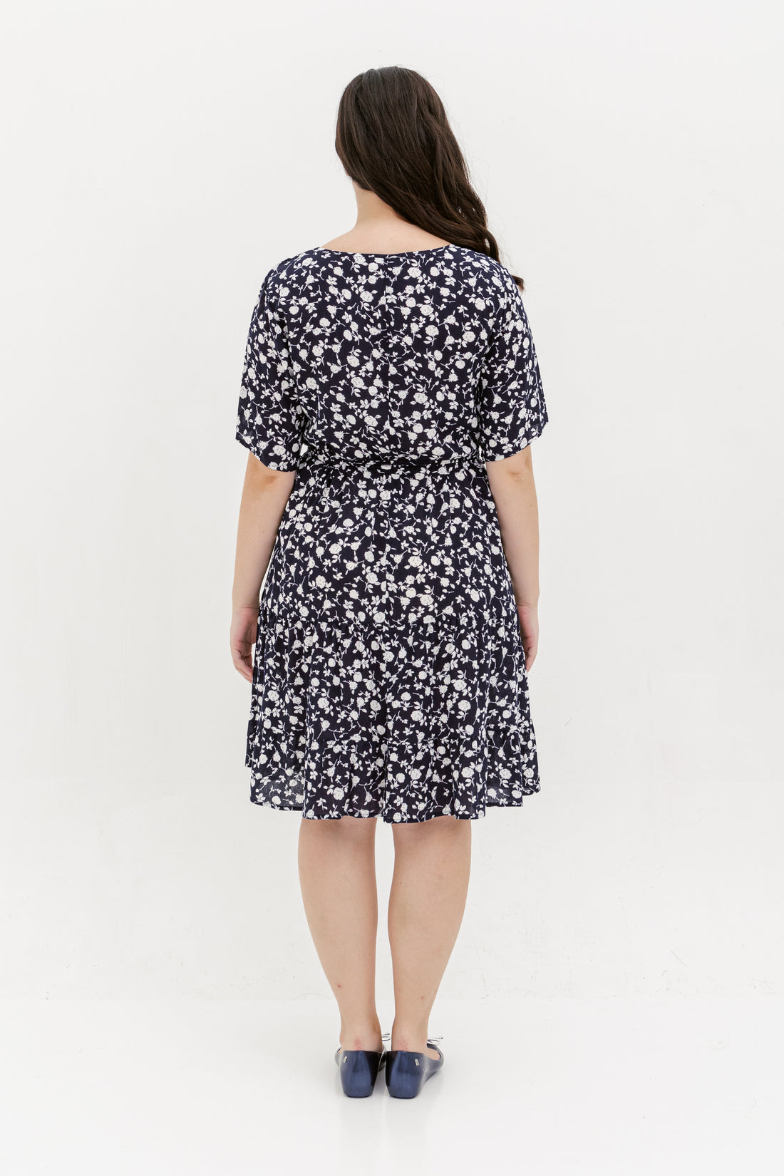 Odelia Floral Dress In Navy Blue