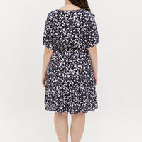 Odelia Floral Dress In Navy Blue