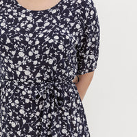 Odelia Floral Dress In Navy Blue