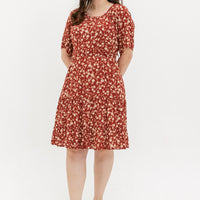 Odelia Floral Dress In Red