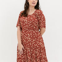 Odelia Floral Dress In Red