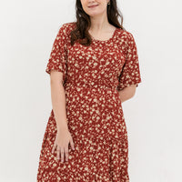 Odelia Floral Dress In Red