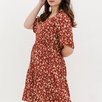 Odelia Floral Dress In Red