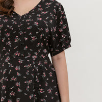 Ariel Floral Button Dress In Black