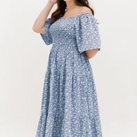 Flora Smocked Maxi Dress In Blue