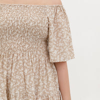 Flora Smocked Maxi Dress In Beige