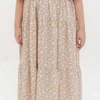 Flora Smocked Maxi Dress In Beige