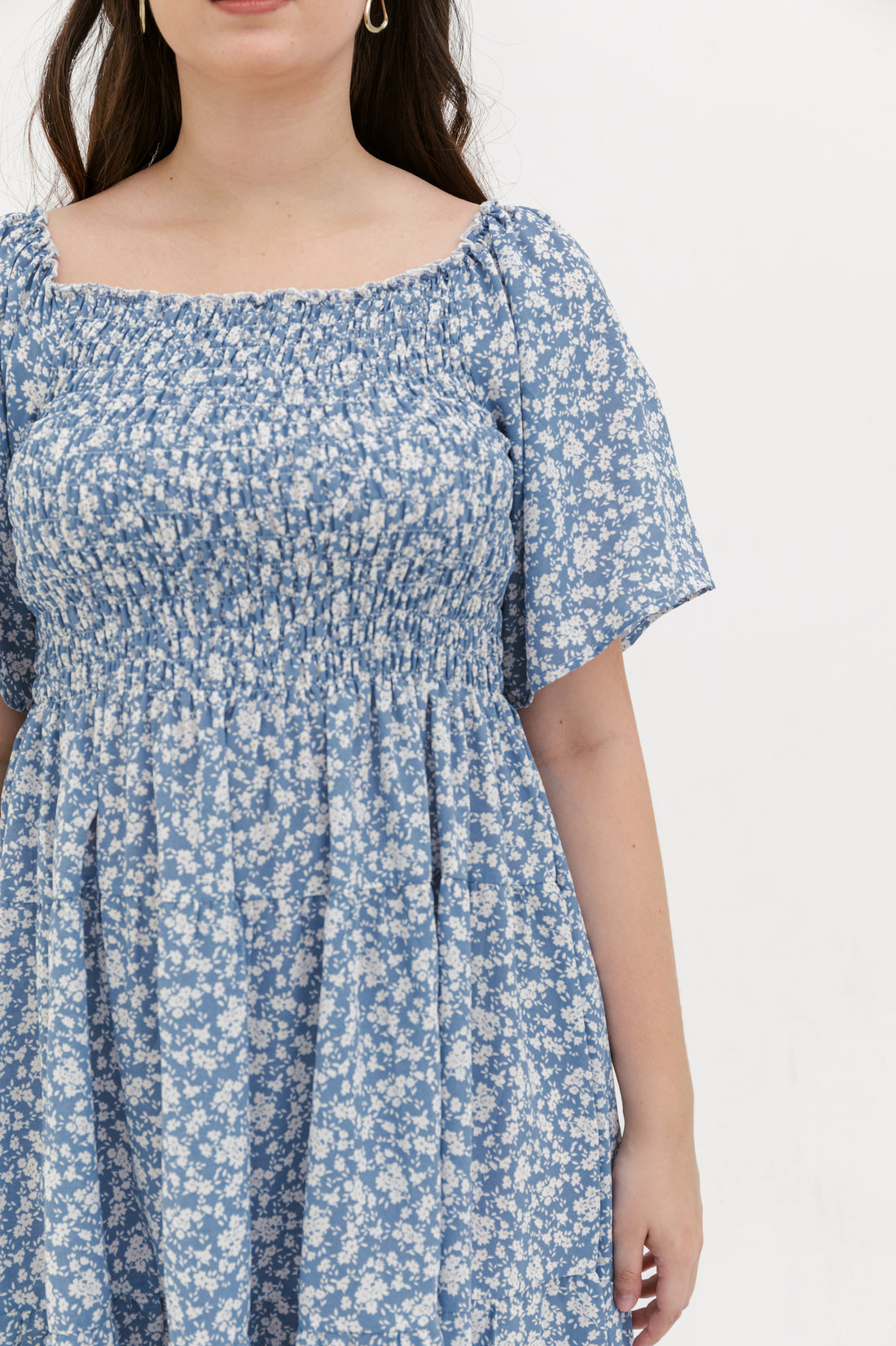 Flora Smocked Casual Dress In Blue