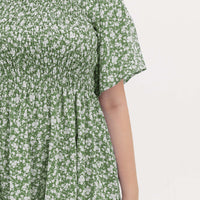 Flora Smocked Maxi Dress In Green