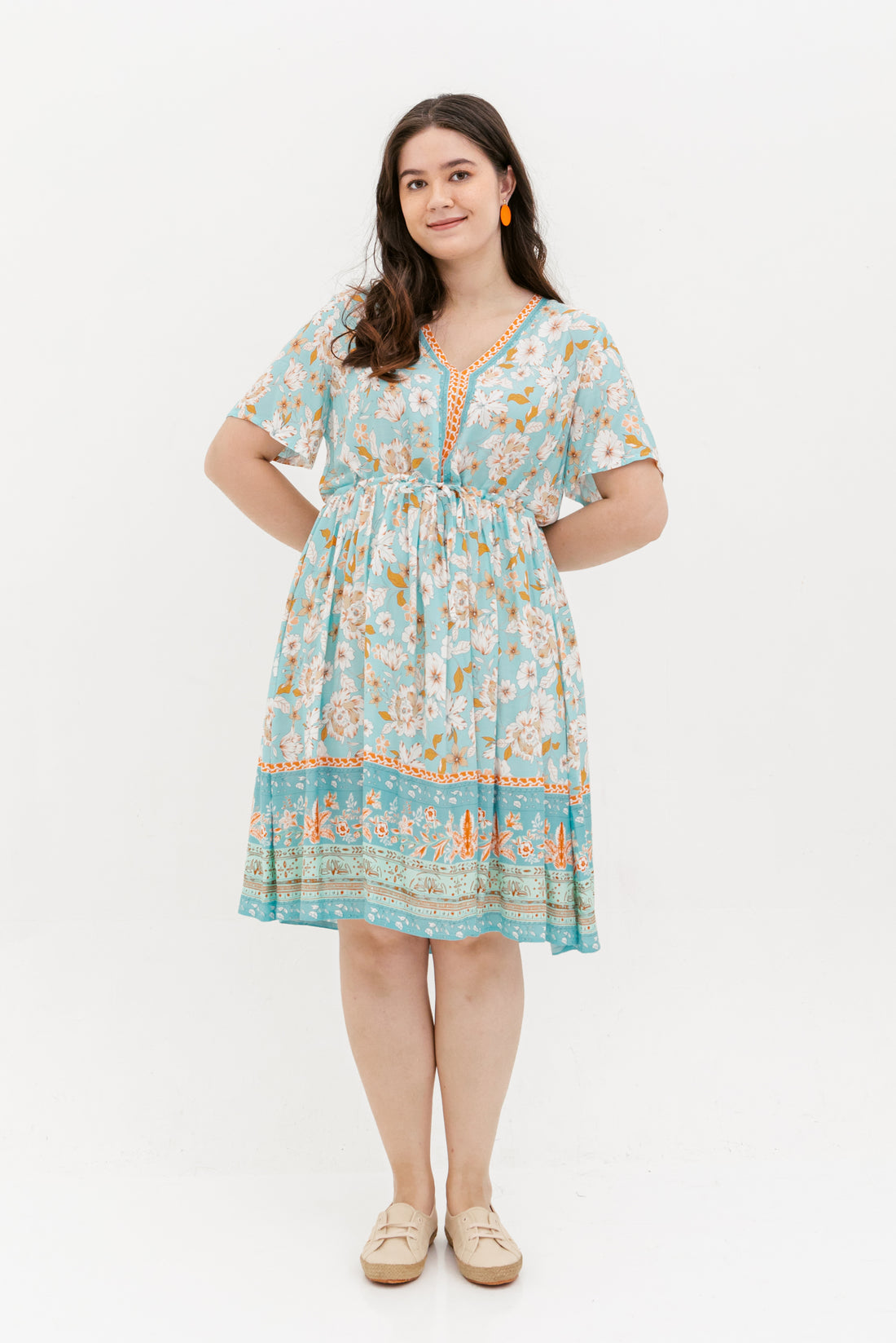 Camille Bohemian Tie Dress In Blue