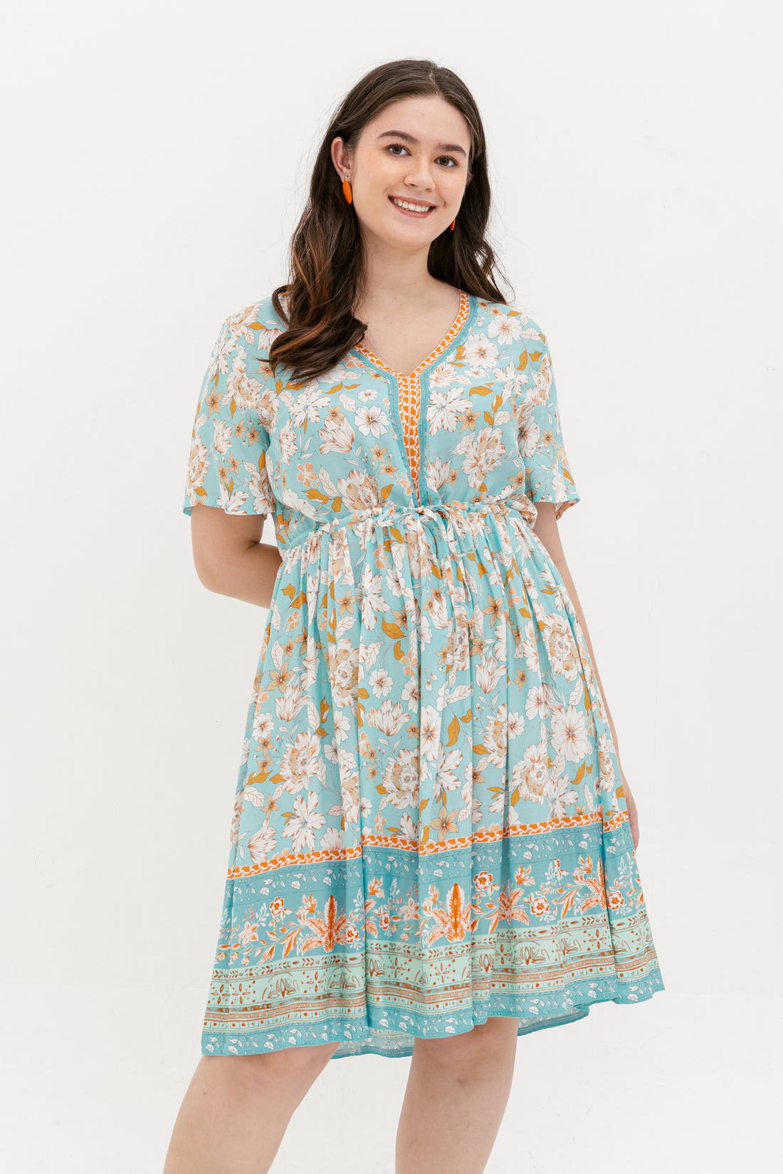 Camille Bohemian Tie Dress In Blue