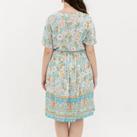 Camille Bohemian Tie Dress In Blue