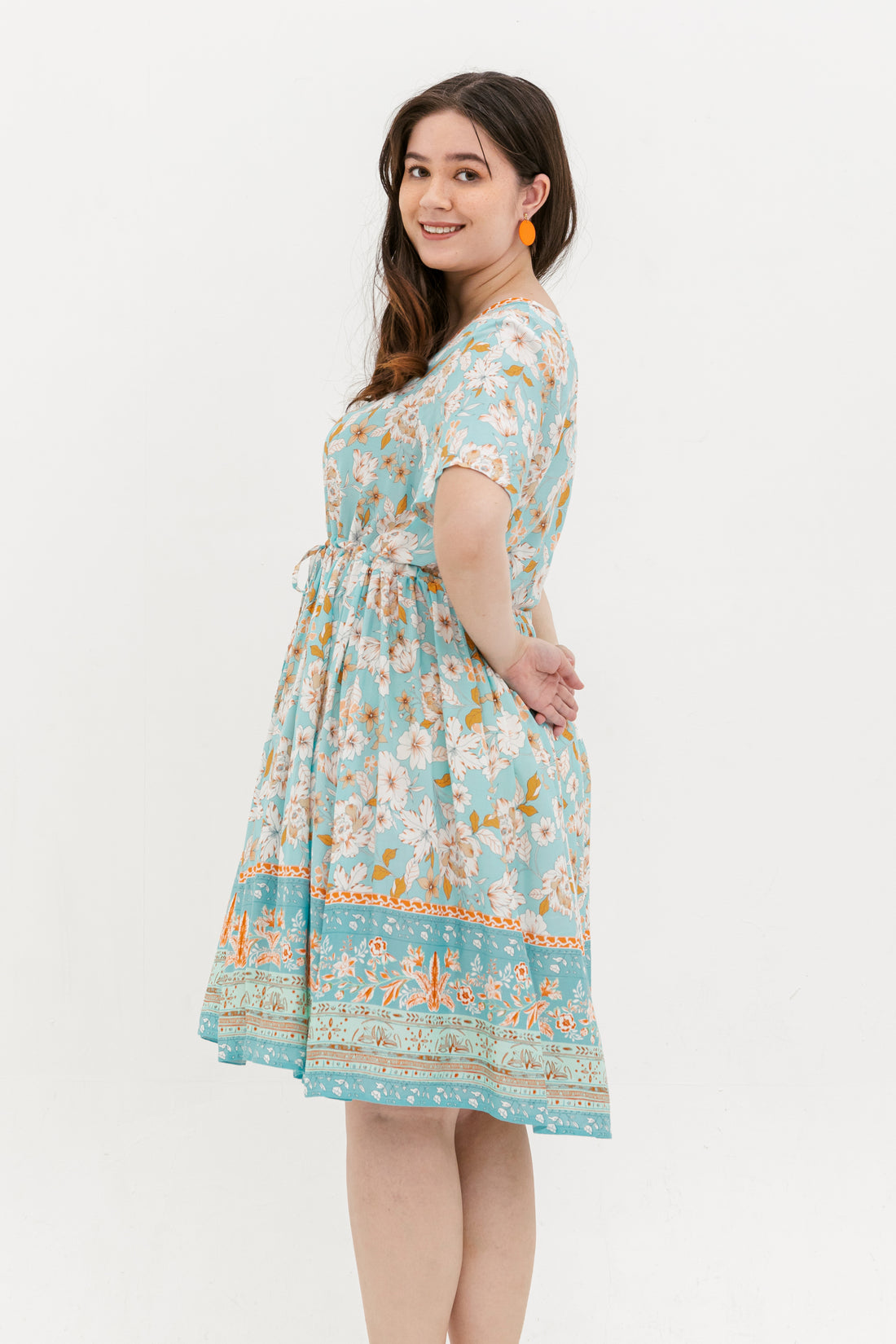 Camille Bohemian Tie Dress In Blue