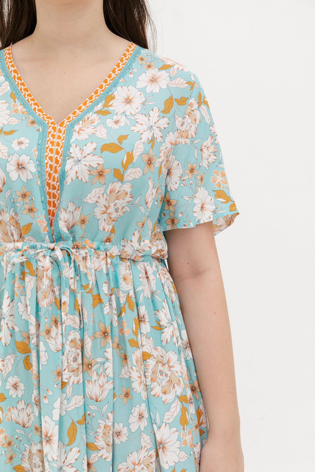 Camille Bohemian Tie Dress In Blue