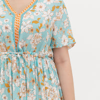 Camille Bohemian Tie Dress In Blue