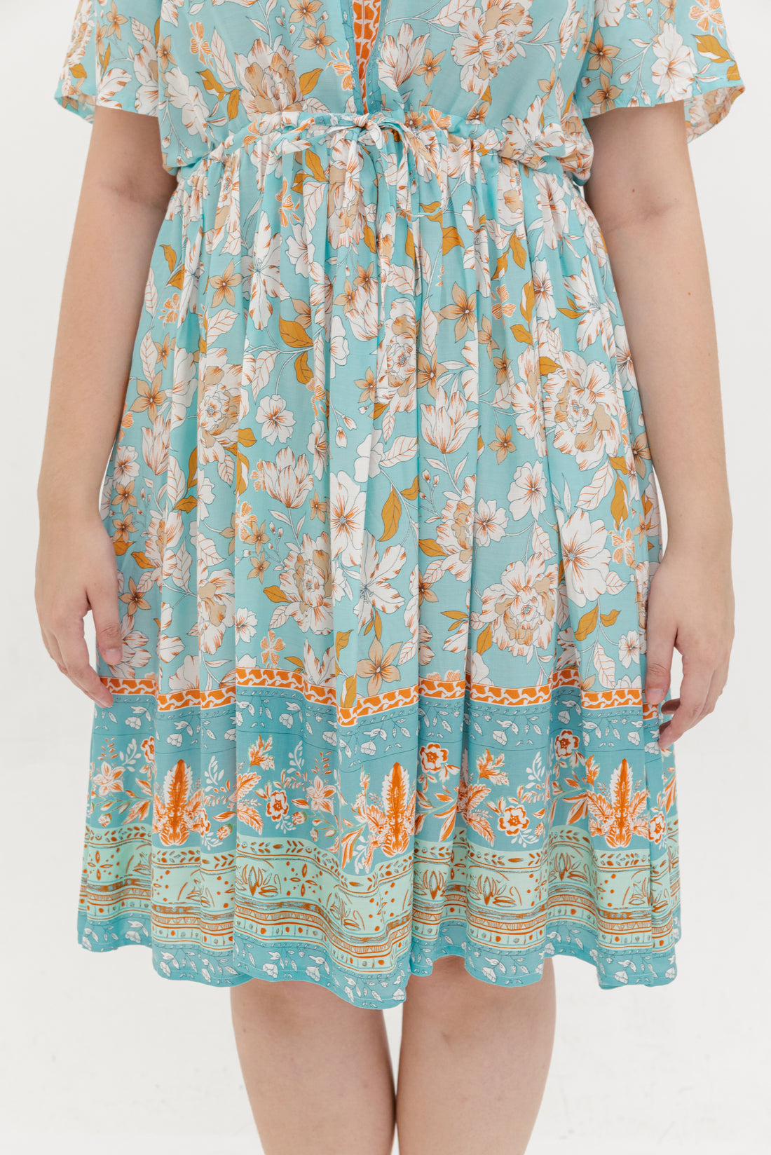 Camille Bohemian Tie Dress In Blue