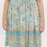 Camille Bohemian Tie Dress In Blue