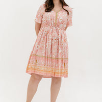 Camille Bohemian Tie Dress In Pink