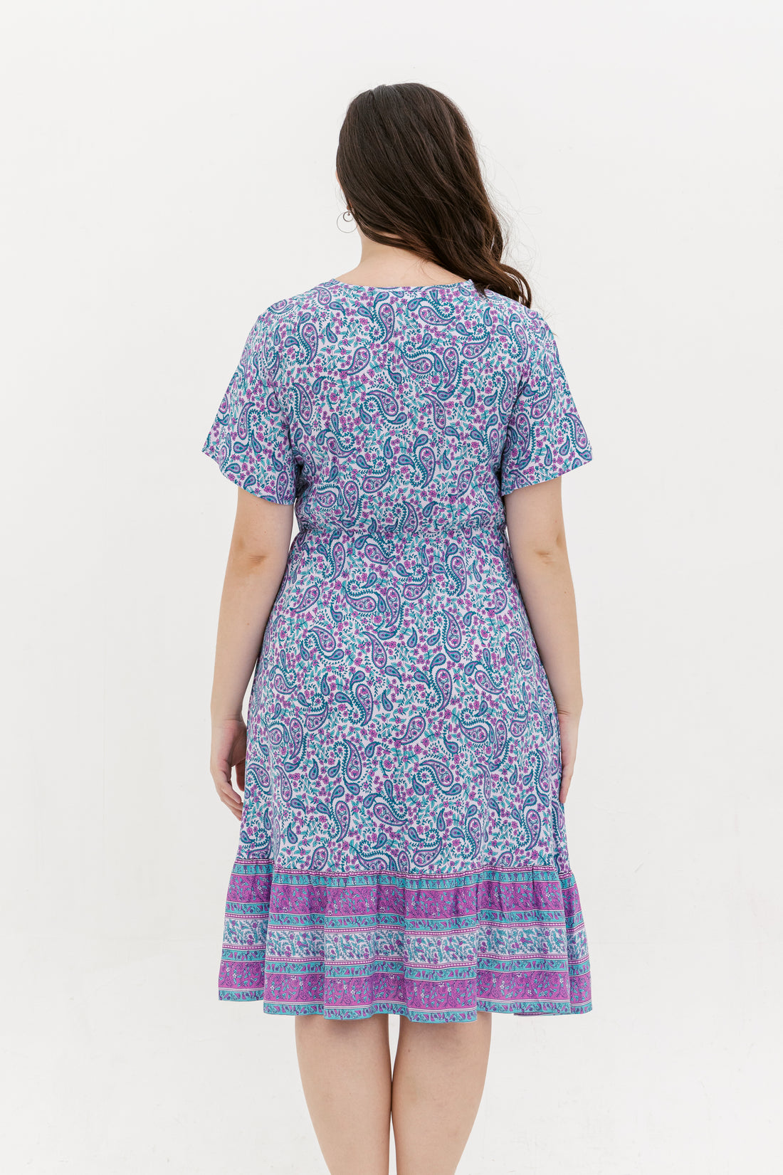 Emily Bohemian V-Neck Dress In Blue Paisley