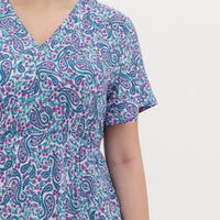 Emily Bohemian V-Neck Dress In Blue Paisley