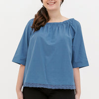 Mila Lace Top In Steel Blue