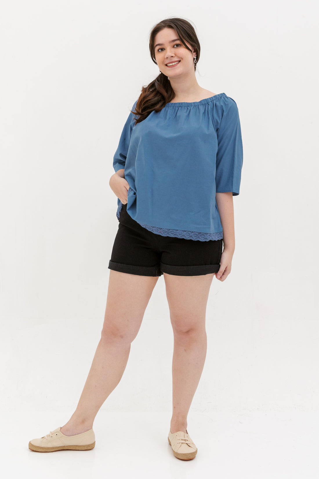 Mila Lace Top In Steel Blue