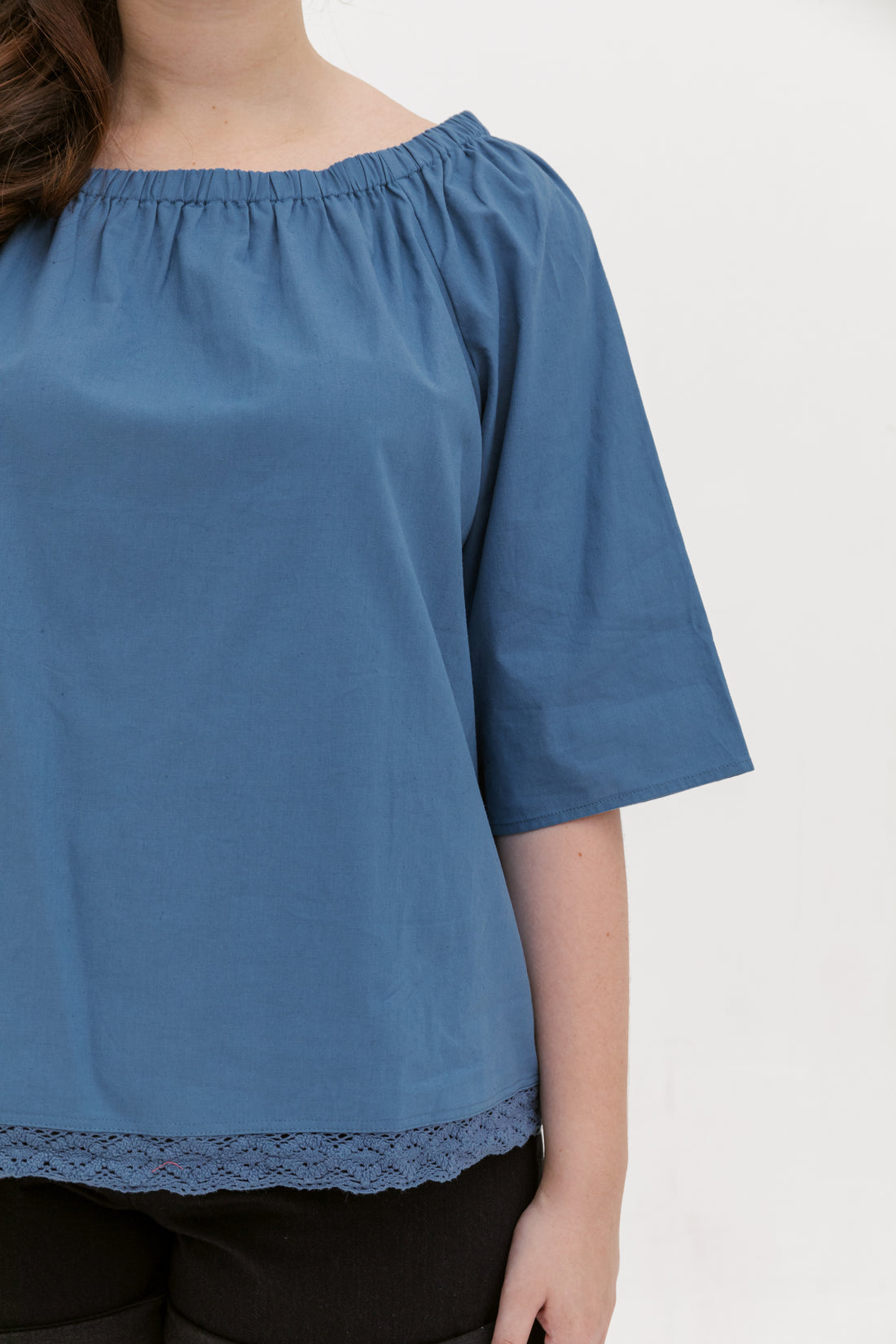 Mila Lace Top In Steel Blue