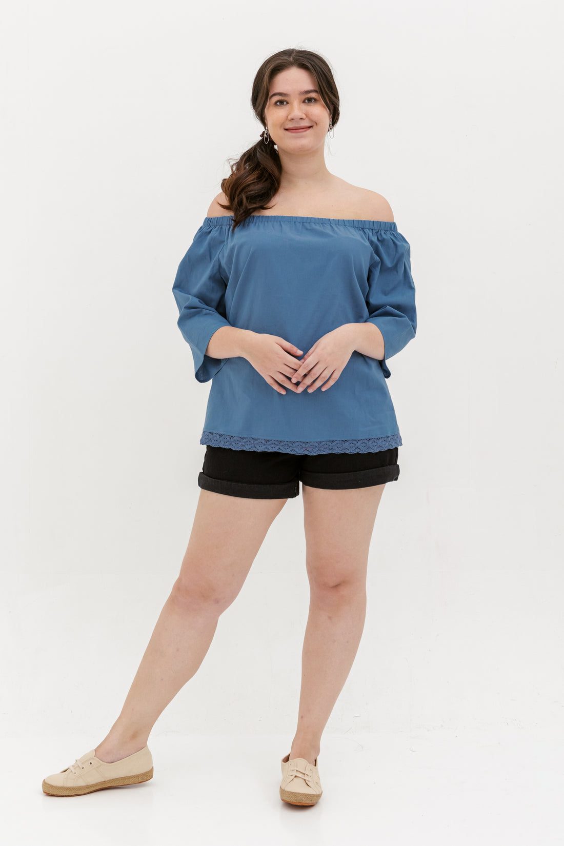 Mila Lace Top In Steel Blue