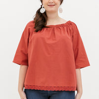 Mila Lace Top In Brick Red