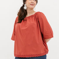 Mila Lace Top In Brick Red