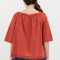 Mila Lace Top In Brick Red