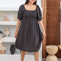 Shelley Smocked Dress In Shadow Grey