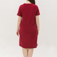 Kara Waffle Knit Midi Dress In Maroon