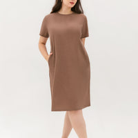 Kara Waffle Knit Midi Dress In Light Brown