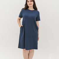 Kara Waffle Knit Midi Dress In Space Blue