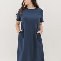Kara Waffle Knit Midi Dress In Space Blue