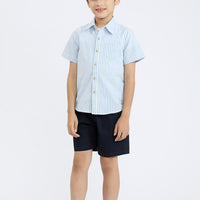 Ezra Button Shirt In Blue Stripes