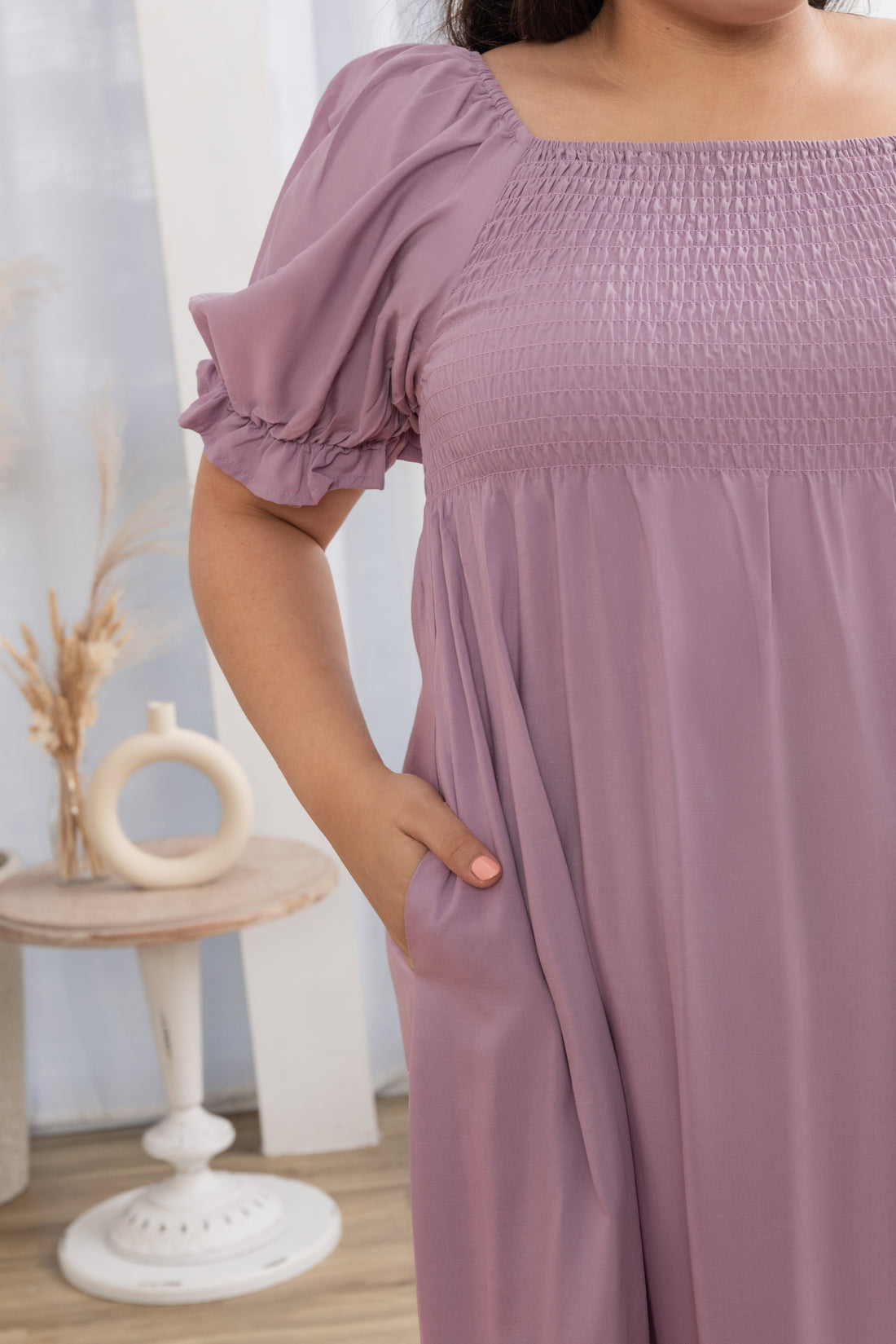 Shelley Smocked Dress In Lilac Purple