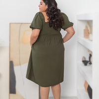 Shelley Smocked Dress In Olive Green
