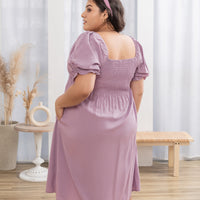 Shelley Smocked Dress In Lilac Purple