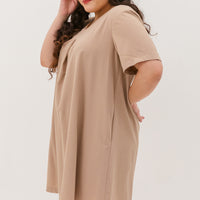 Leah V-Neck Shift Dress In Oat